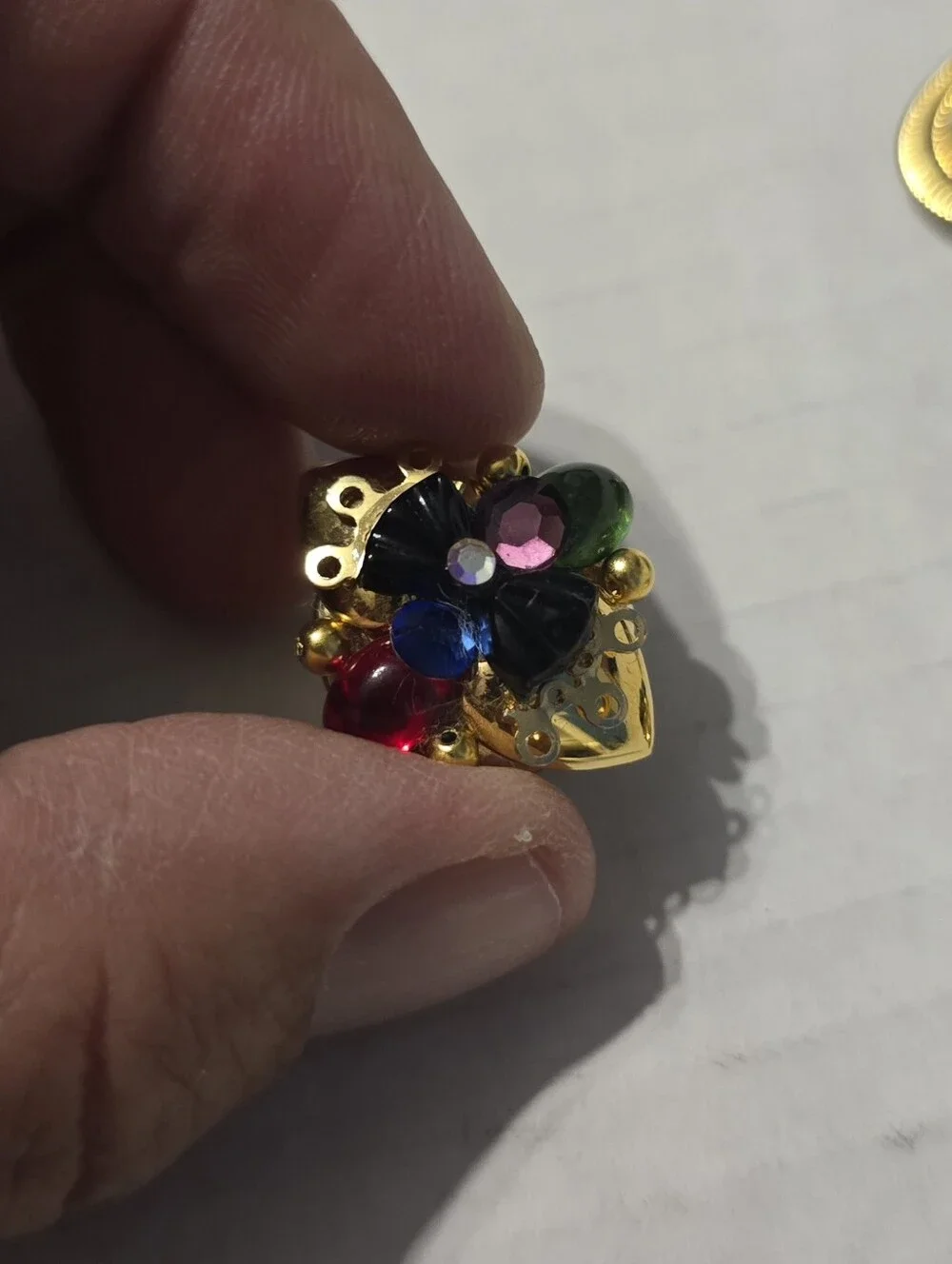 Lot Of 3 Brooch Pin Clip On Earrings Linda Modell Handarbeit München Set Gems